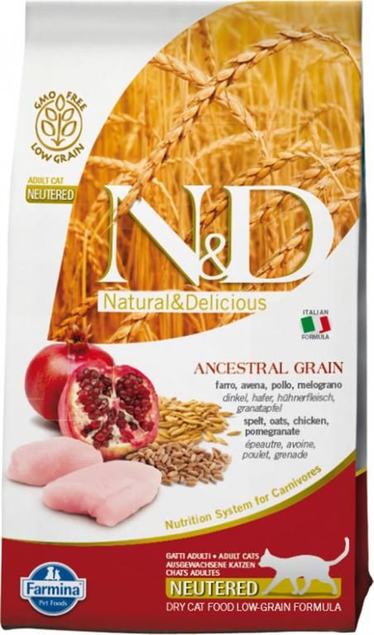 N&D Düşük Tahıllı Tavuklu & Narlı Kısırlaştırılmış Yetişkin Kedi Maması 5 Kg