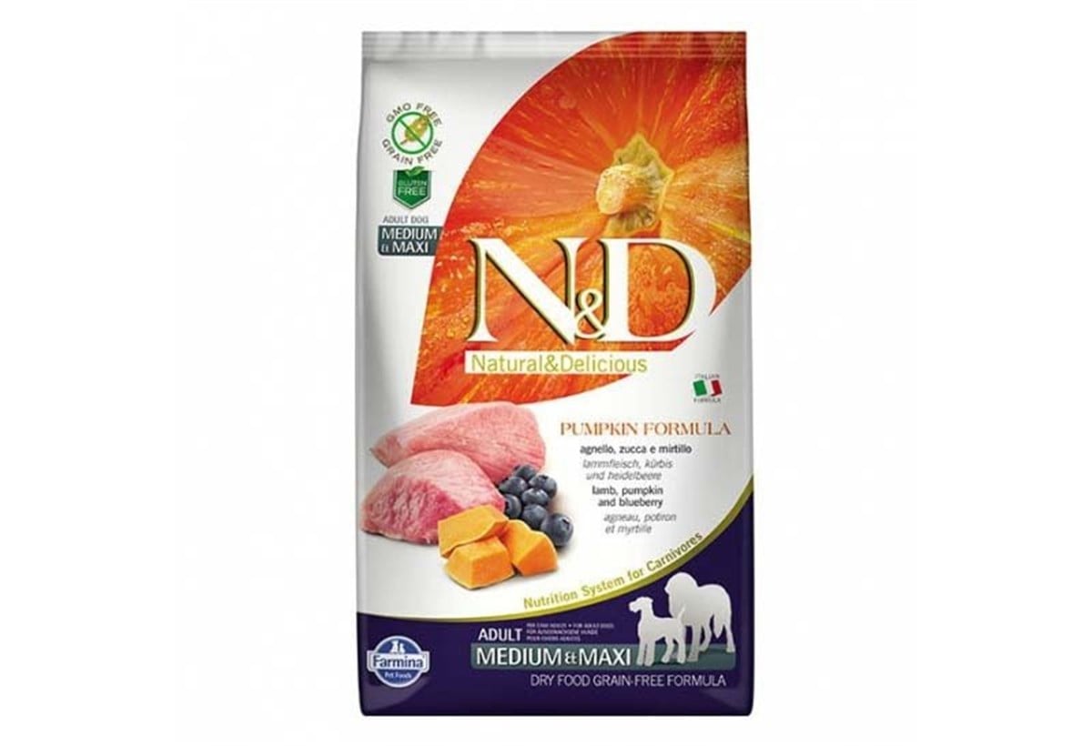 N&D Pumpkin Tahılsız Kuzu Etli ve Bal Kabaklı Orta ve Büyük Irk Köpek Maması 12 Kg