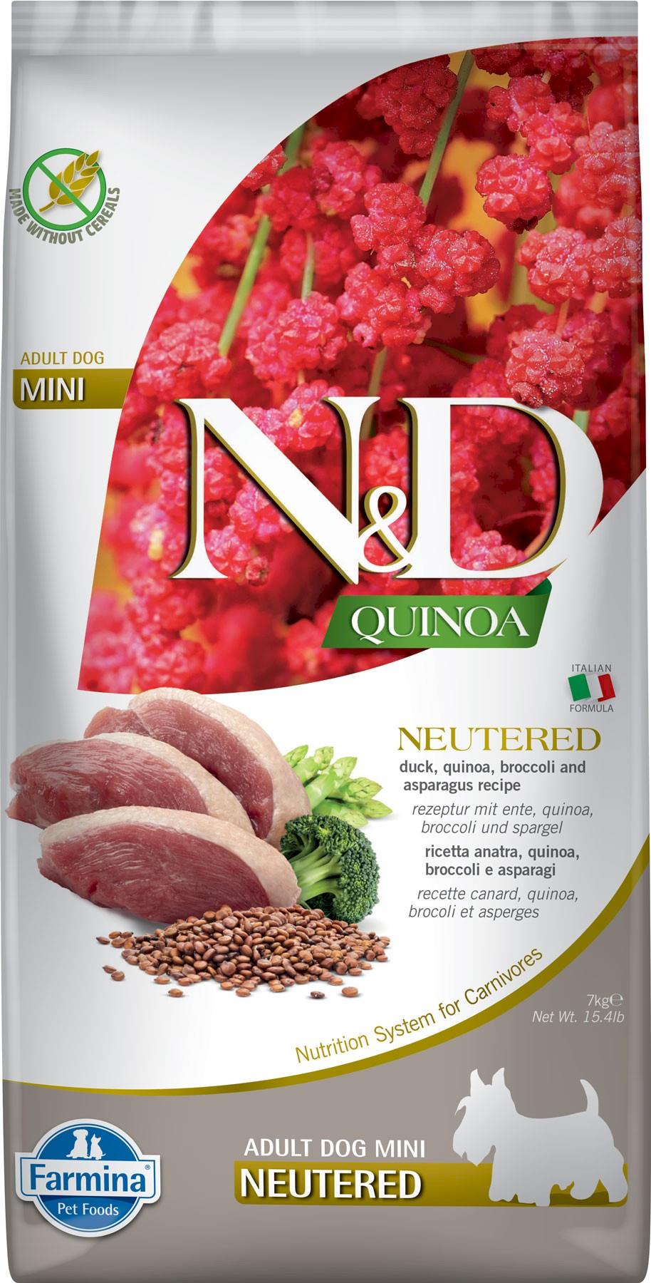 N&D Quinoa Ördek Brokoli Kuşkonmaz Kısırlaştırılmış Yetişkin Köpek Maması 7 Kg