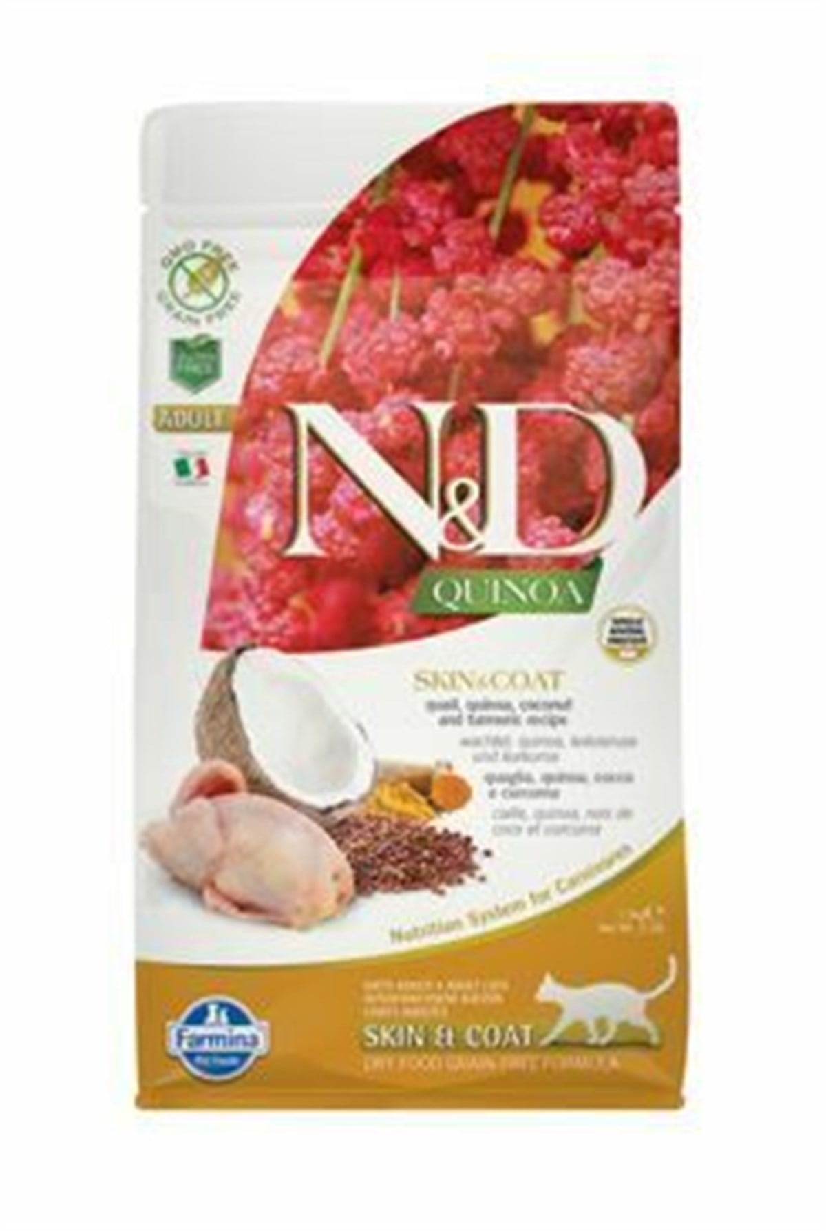 ND Quinoa Skin & Coat Tahılsız Bıldırcın Etli Yetişkin Kedi Maması 1,5 Kg