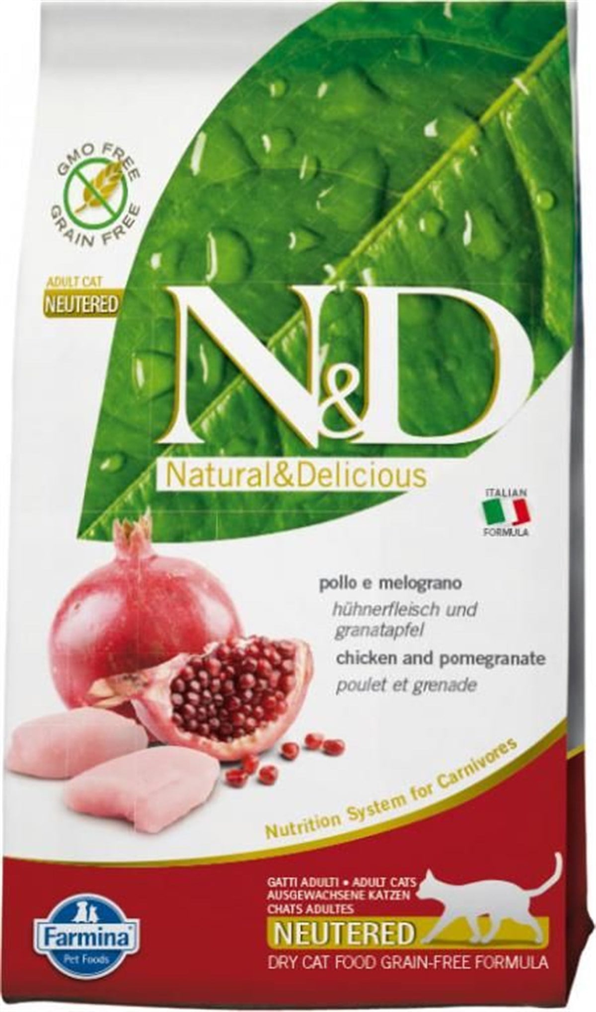 N&D Tavuklu & Narlı Tahılsız Kısırlaştırılmış Yetişkin Kedi Maması 1,5 Kg