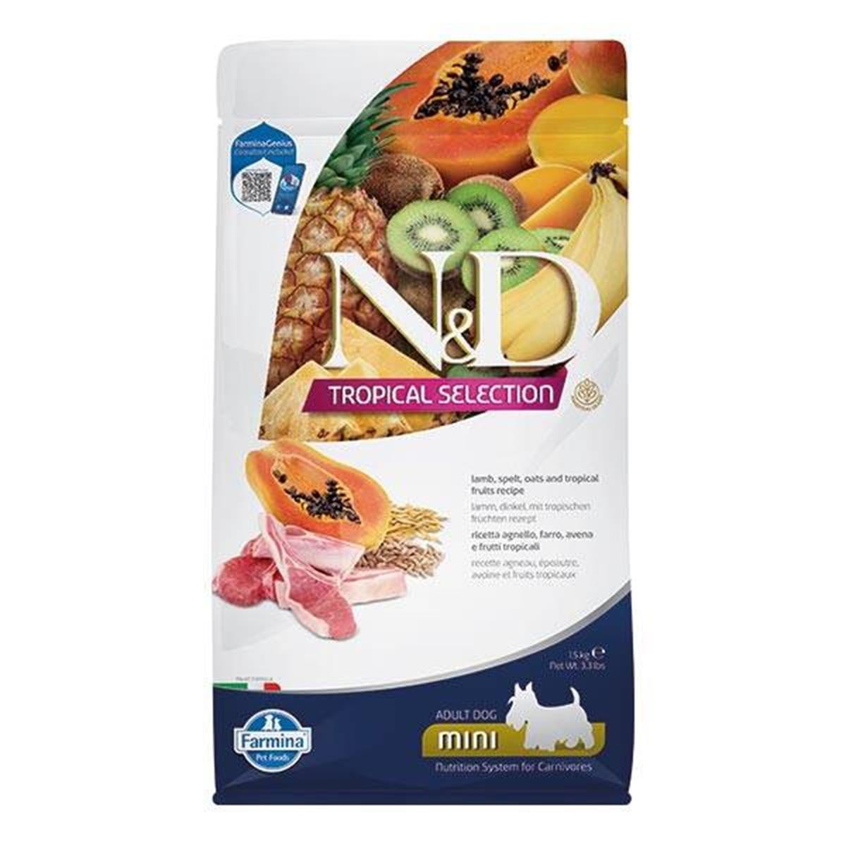 N&D Tropical Selection Kuzu Etli ve Tropikal Meyveli Mini Adult Küçük Irk Yetişkin Köpek Maması 5 Kg