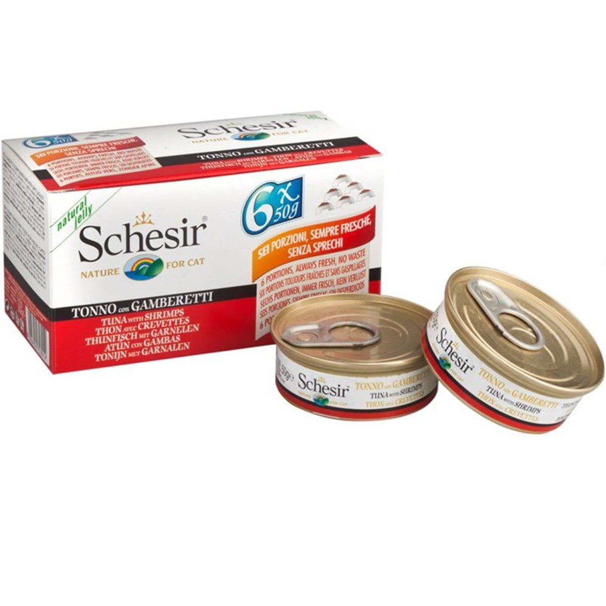Schesir Multipack Ton Balıklı Karidesli Jöleli Kedi Konservesi (6 x 50 Gr) 6 Al 5 Öde