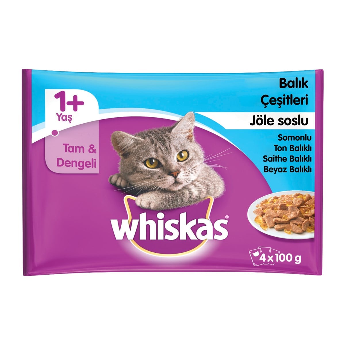 Whiskas Fish Selection Balık Etli Pouch Yetişkin Kedi Yaş Maması 4 x 100 G