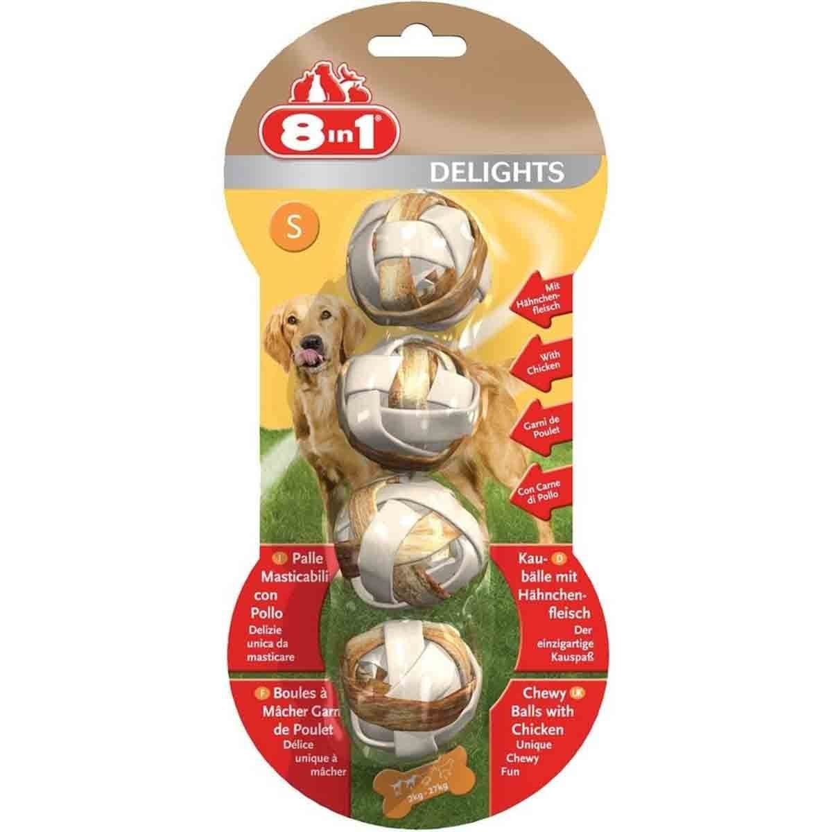 8 in1 Delights Balls Tavuklu Köpekler İçin Ağız Bakım Kemiği 4 Lü 36 Gr
