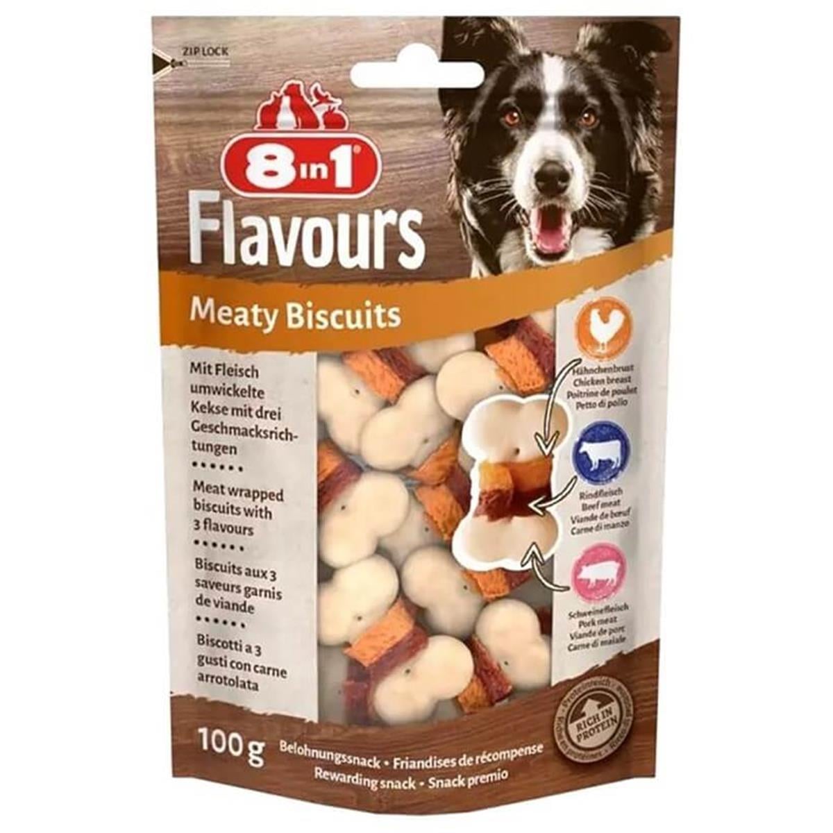 8 in1 Flavours Meaty Biscuits Köpek Ödülü 100 Gr