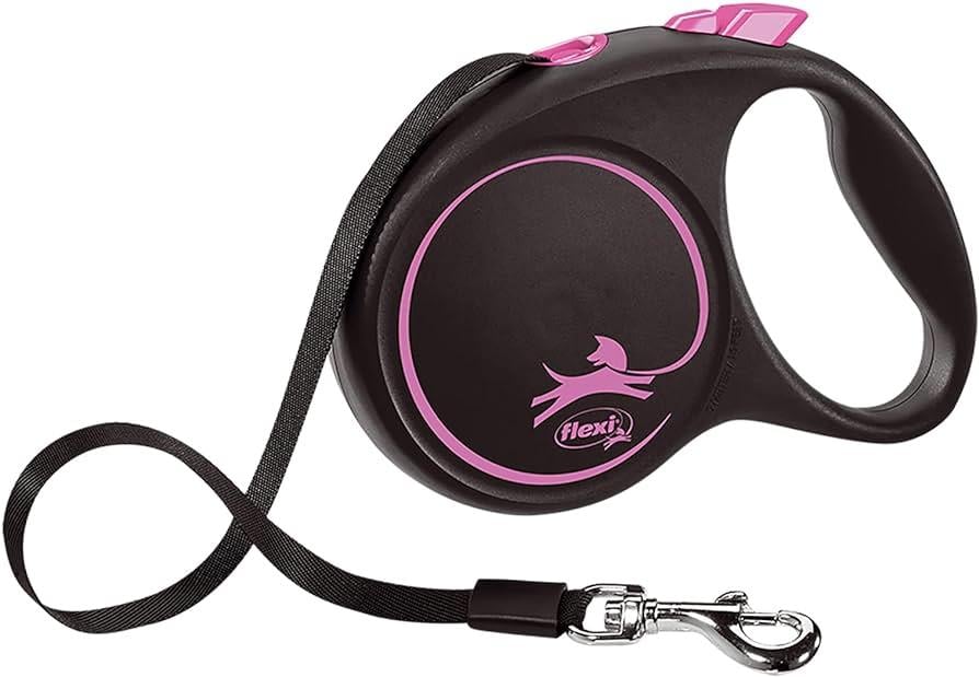 Flexi Black Design Pembe Şerit Köpek Tasması S Max 15 Kg 5 Mt