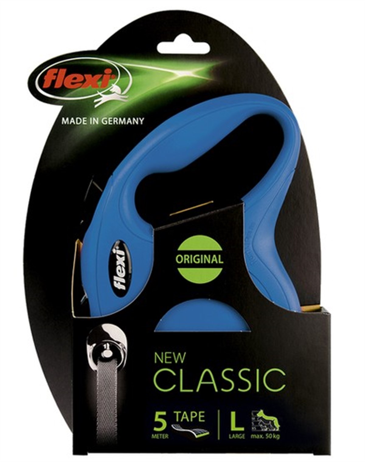Flexi New Classic Mavi Otomatik Şerit Köpek Gezdirme Tasması-L