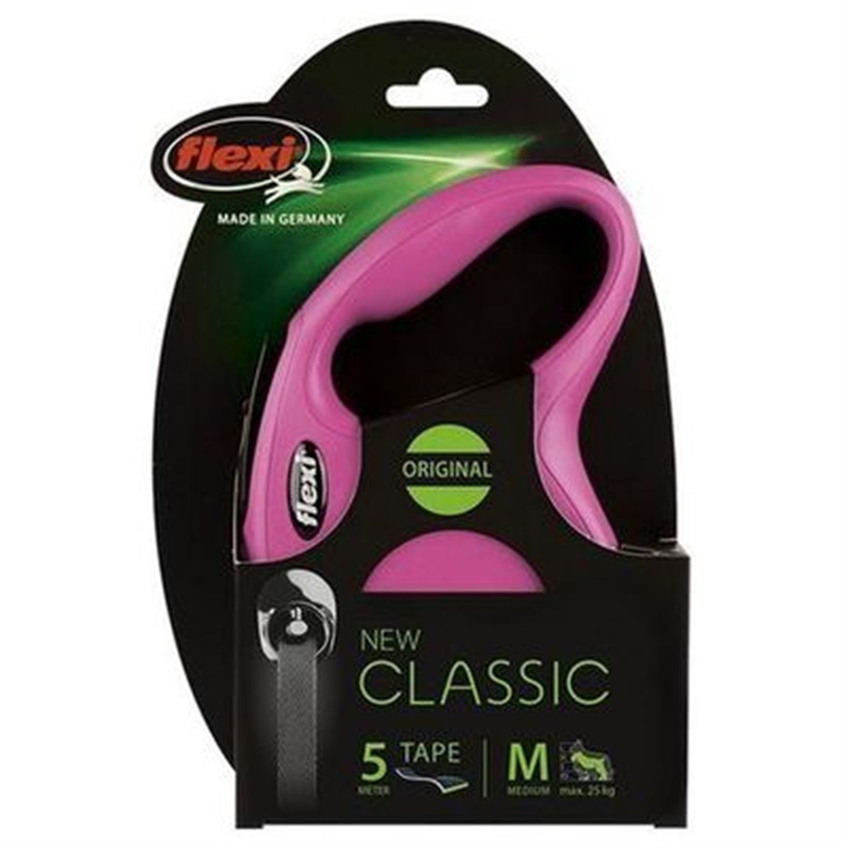 Flexi New Classic Pembe Otomatik Şerit Köpek Gezdirme Tasması-M