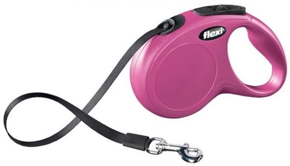 Flexi New Classic Pembe Otomatik Şerit Köpek Gezdirme Tasması Small Max 15 Kg 5 M