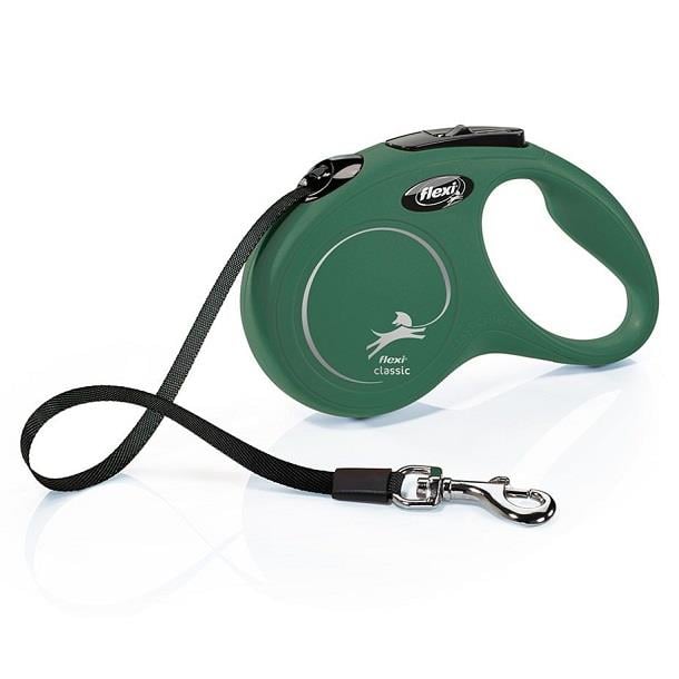 Flexi New Classic Yeşil Otomatik Şerit Köpek Tasması S-15 Kg 5 M