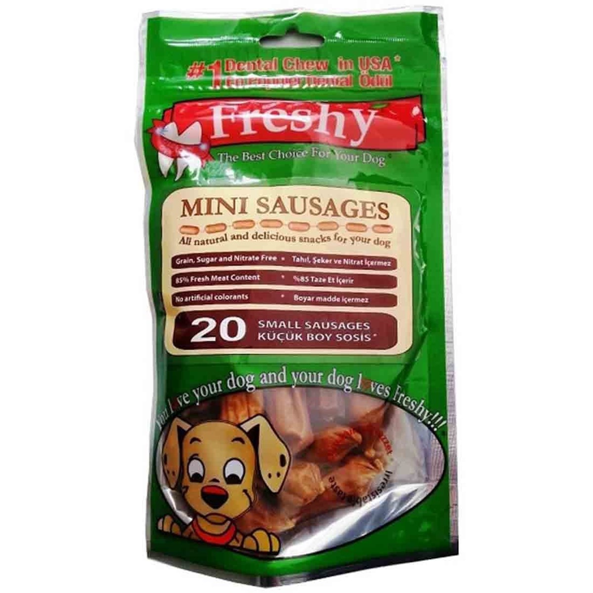 Freshy Beef Sausages Biftekli Mini Sosis Köpek Ödülü 20 Adet 100 Gr