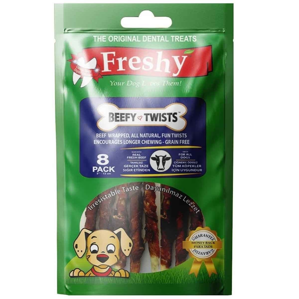 Freshy Beefy Twists Sığır & Ördek Etli Burgu Köpek Ödül Kemikleri 8 Adet 75 Gr