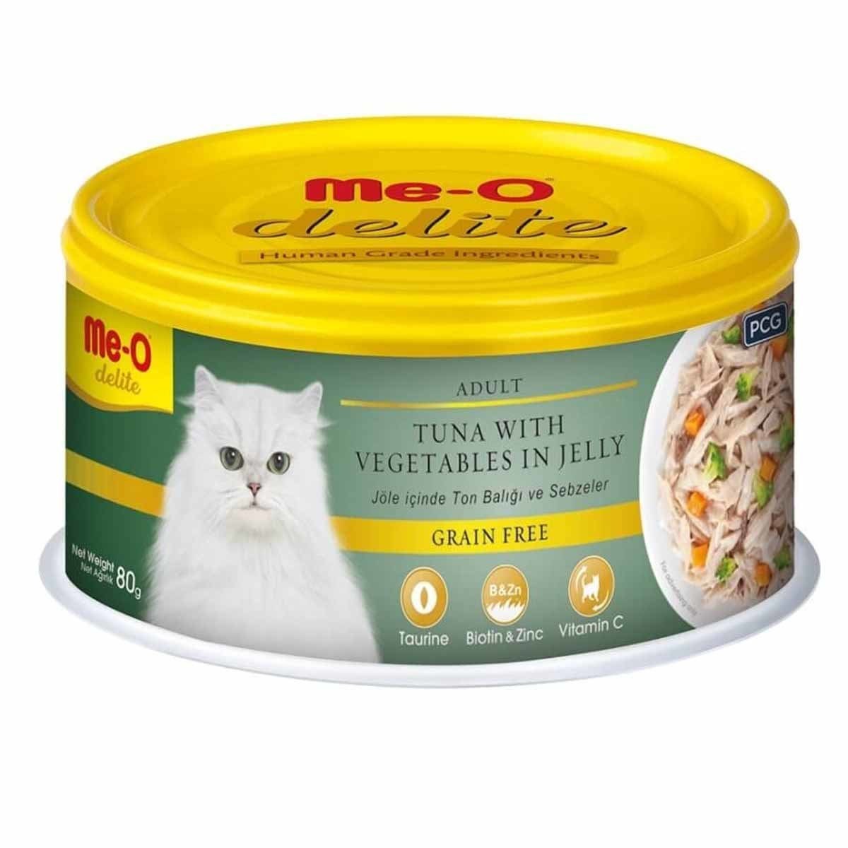 ME-O Delite Tahılsız Ton Balıklı ve Sebezeli Jelly Kedi Konservesi 80 Gr