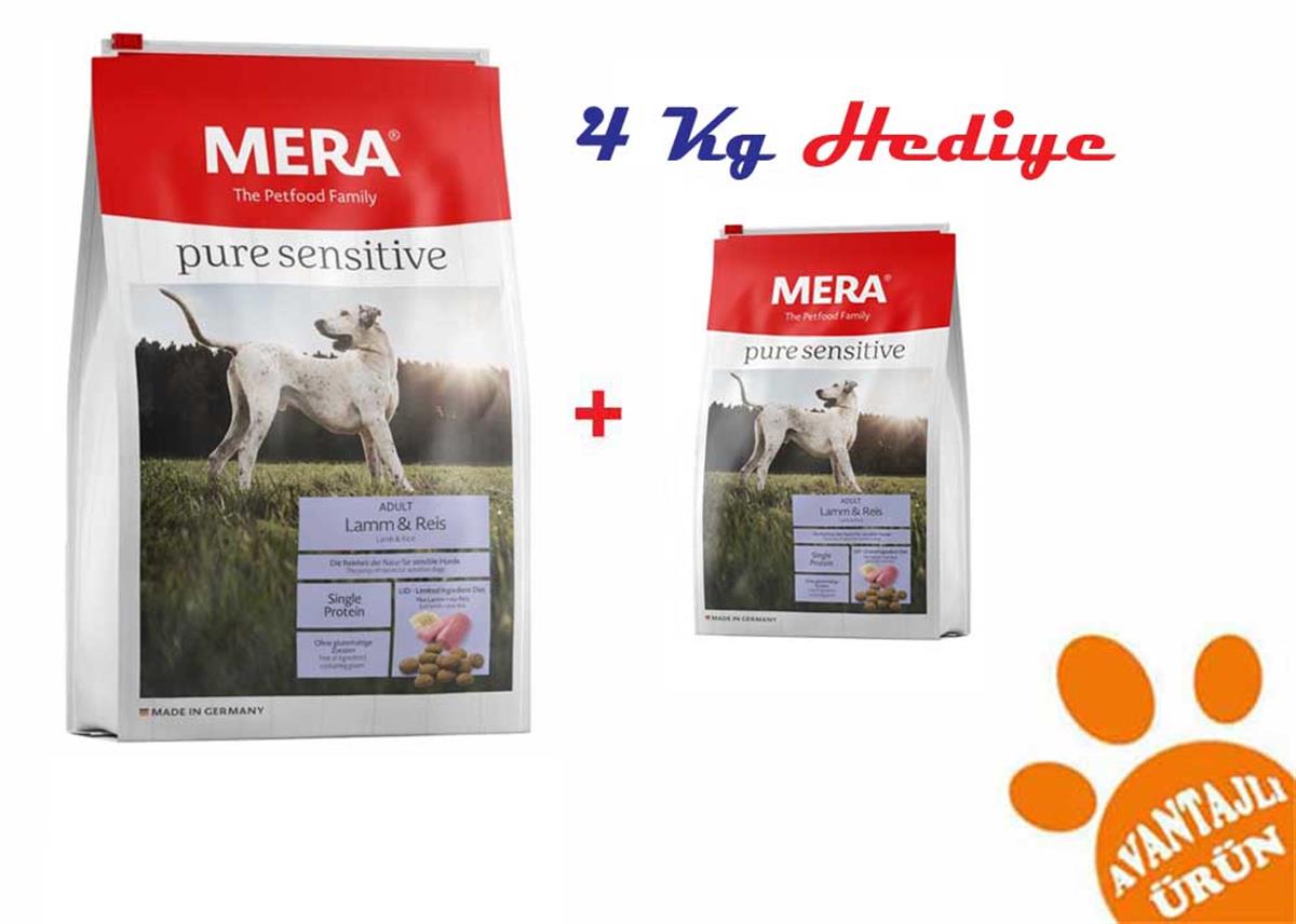 Mera Pure Sensitive Kuzu Etli Yetişkin Köpek Maması 12.5 Kg+4 Kg
