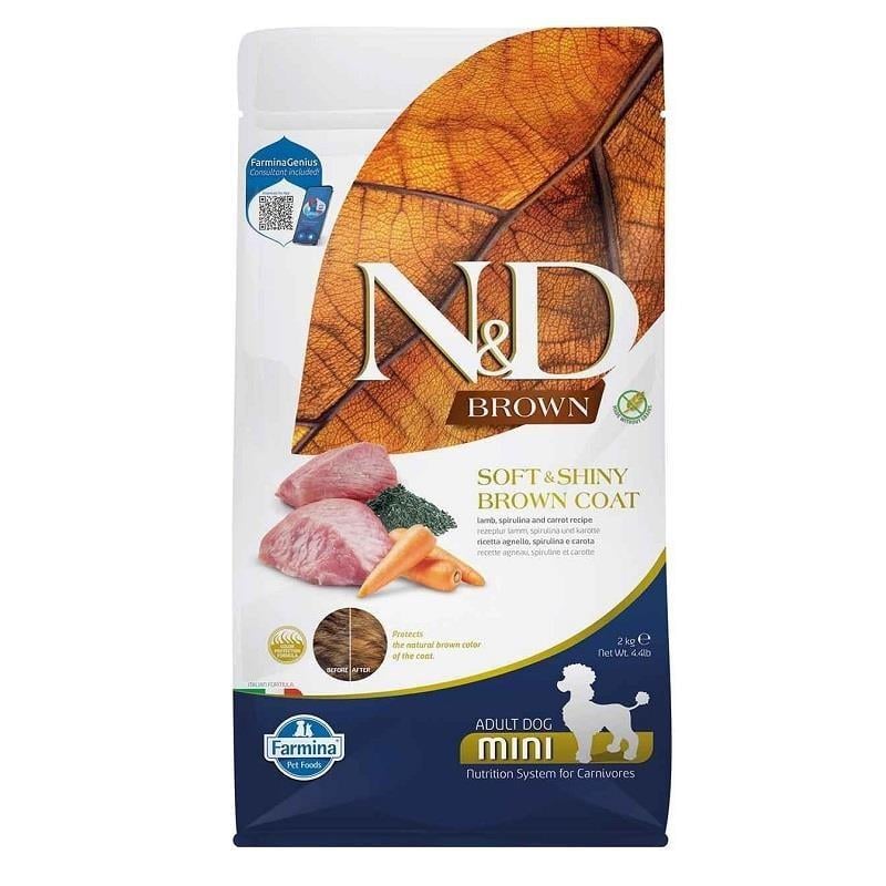 ND Brown Spirulina Kuzu Etli Küçük Irk Yetişkin Köpek Maması 2 Kg