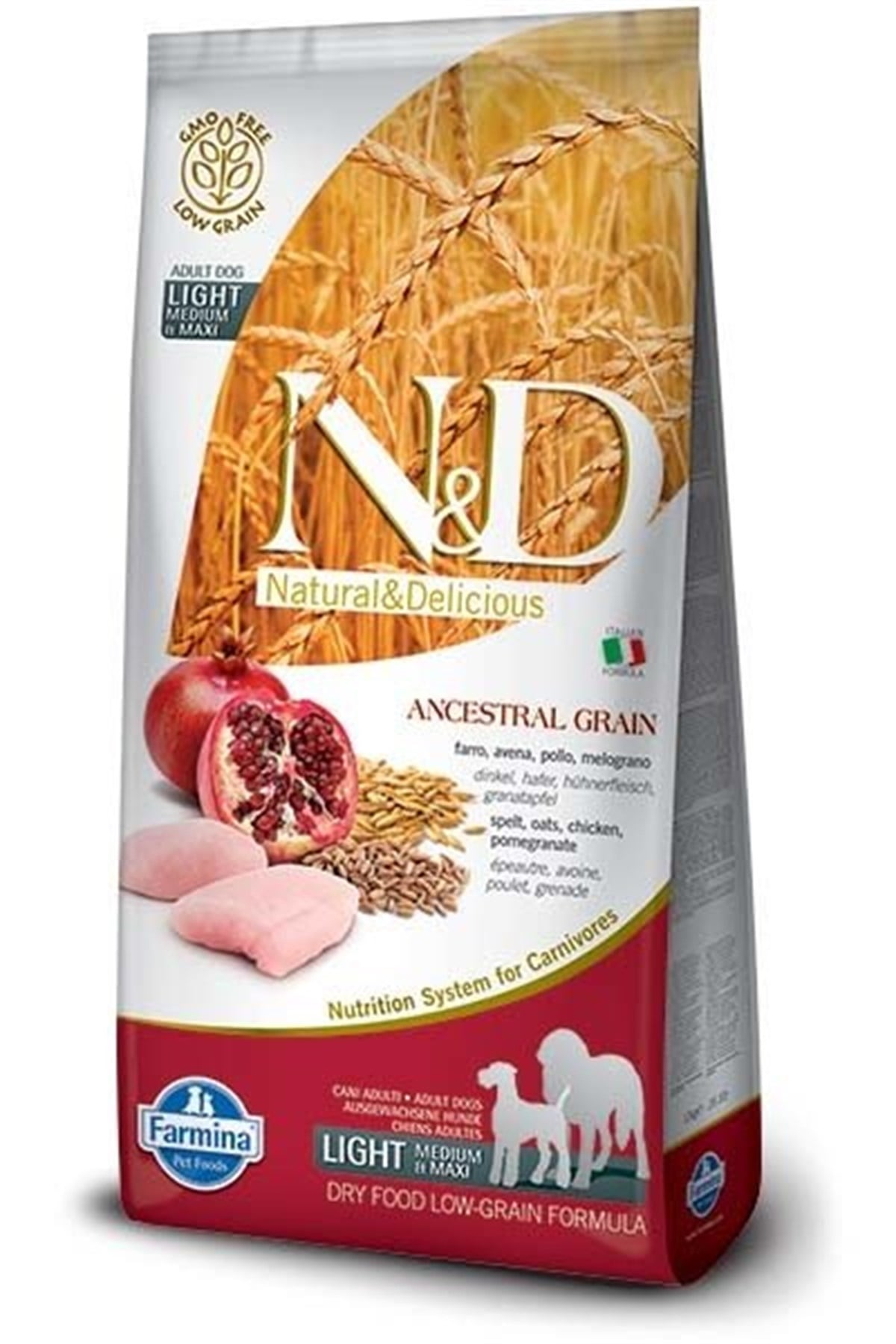 N&D Düşük Tahıllı Light Tavuklu Orta ve Büyük Irk Diyet Köpek Maması 12 Kg