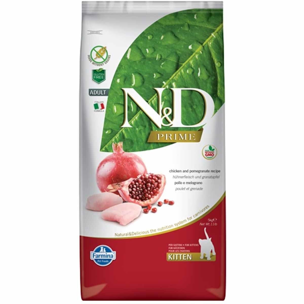 N&D Kitten Tavuklu & Narlı Tahılsız Yavru Kedi Maması 5 Kg