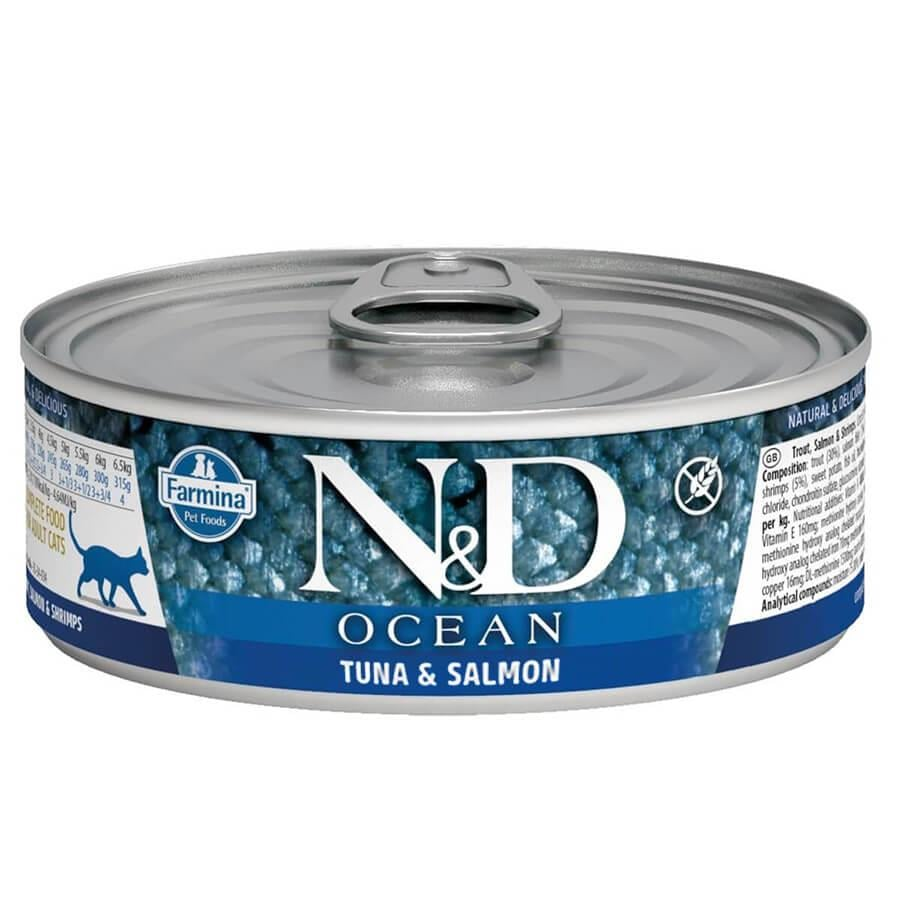 N&D Ocean Ton Balıklı & Somonlu Yetişkin Kedi Konservesi 70 Gr