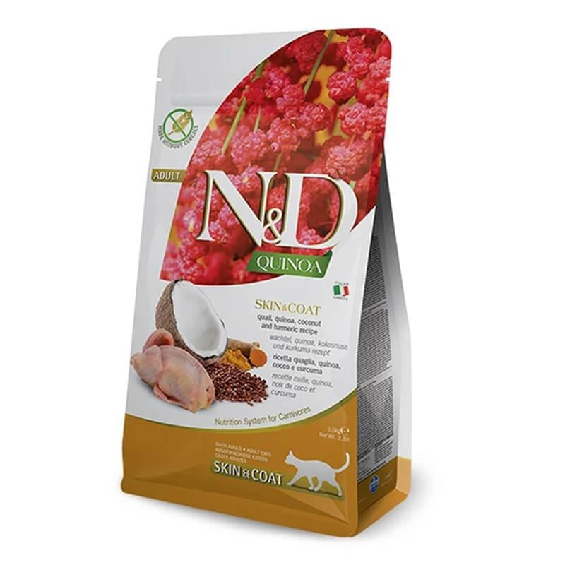 ND Quinoa Skin & Coat Tahılsız Bıldırcın Etli Yetişkin Kedi Maması 5 Kg
