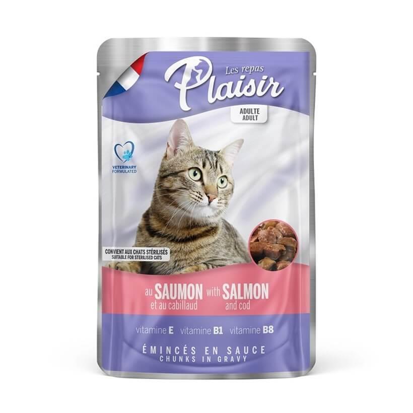 Plaisir Somonlu ve Morina Balıklı Pouch Kedi Konservesi 100 Gr