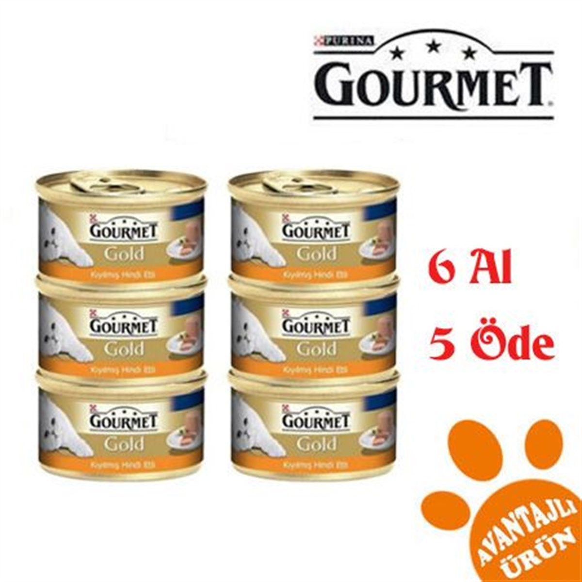 Pro Plan Gourmet Gold Kıyılmış Hindi Etli Konserve Kedi Maması 6 x 85 Gr - (6 Al 5 Öde)