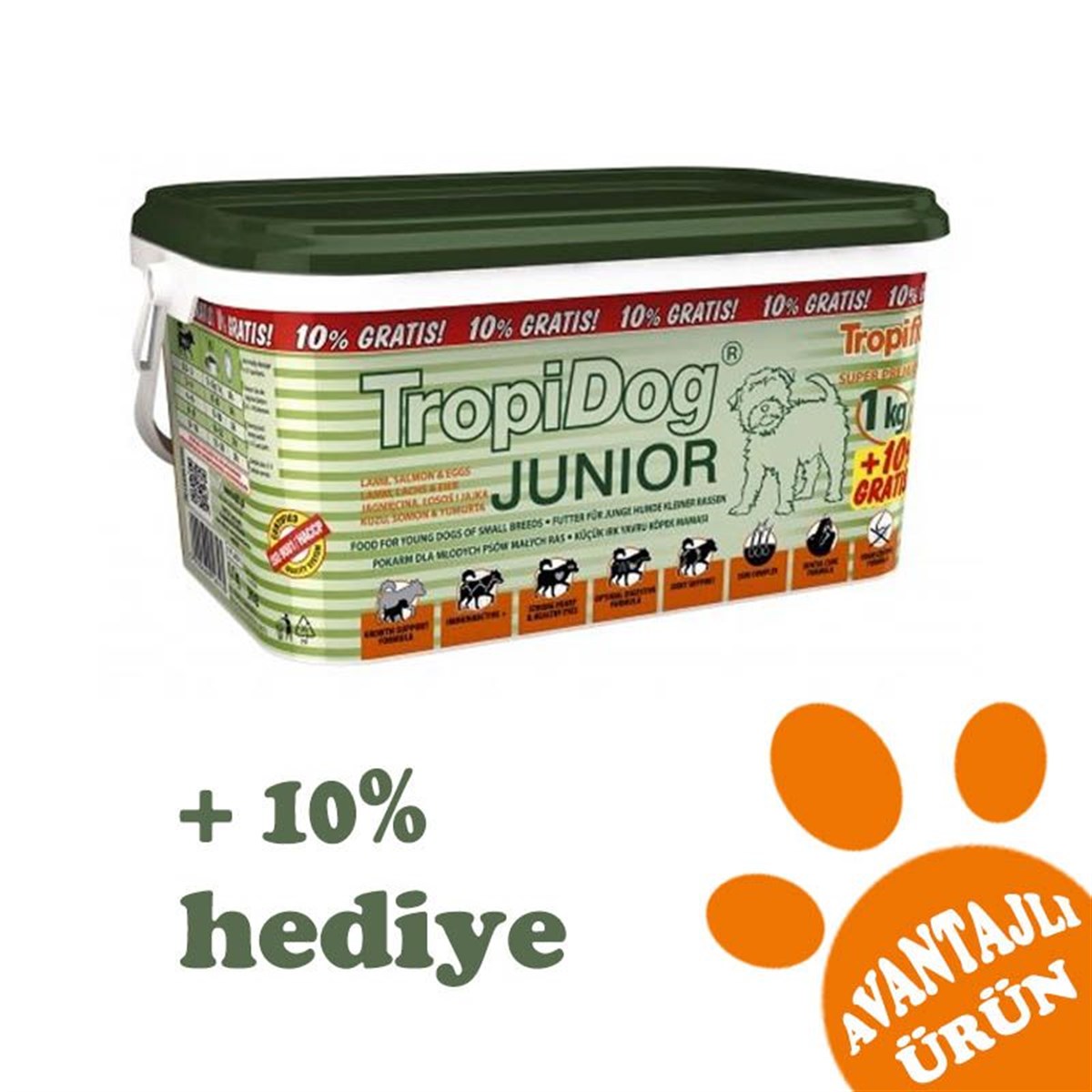 TropiDog Super Premium Junior Kuzulu ve Somonlu Küçük Irk Yavru Köpek Maması  1,1 Kg (%10 Hediyeli)