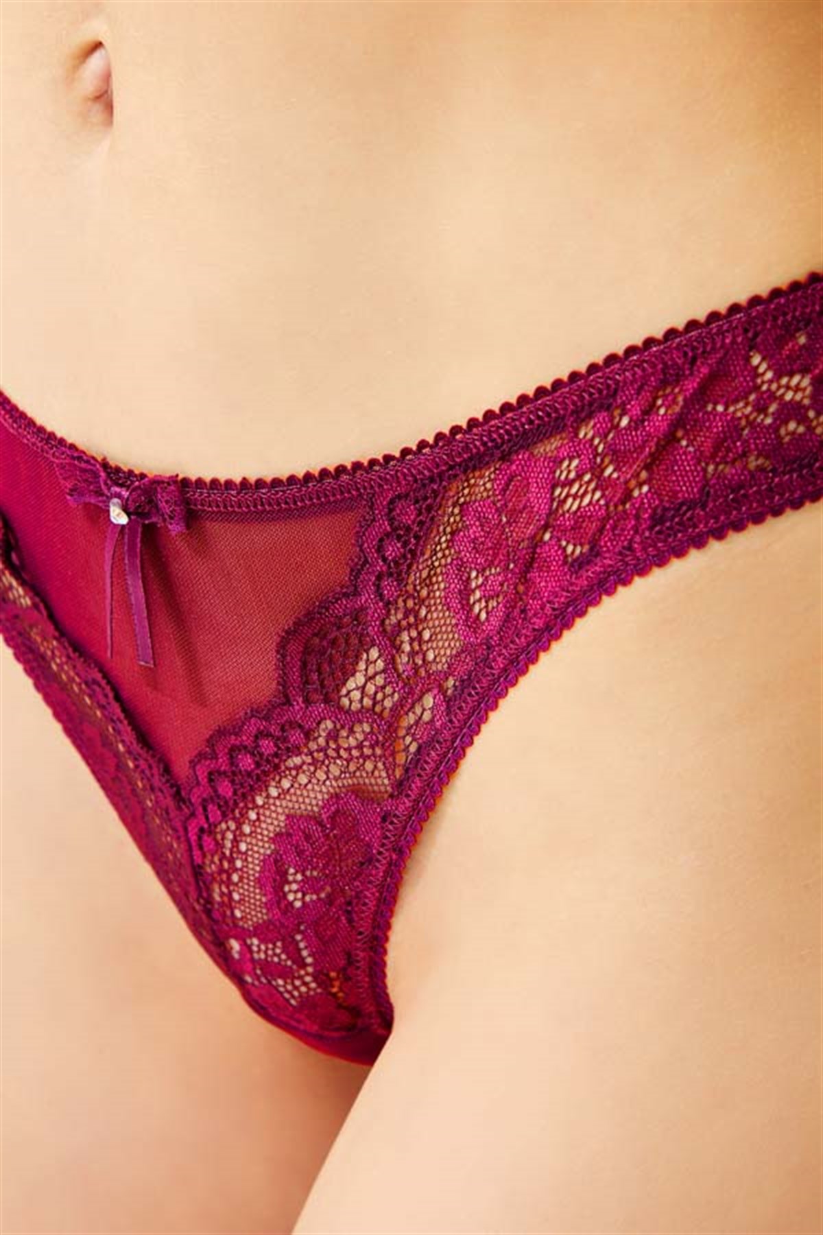 Lace Brazilian Women Panty with Bow and Rhinestone CH4232