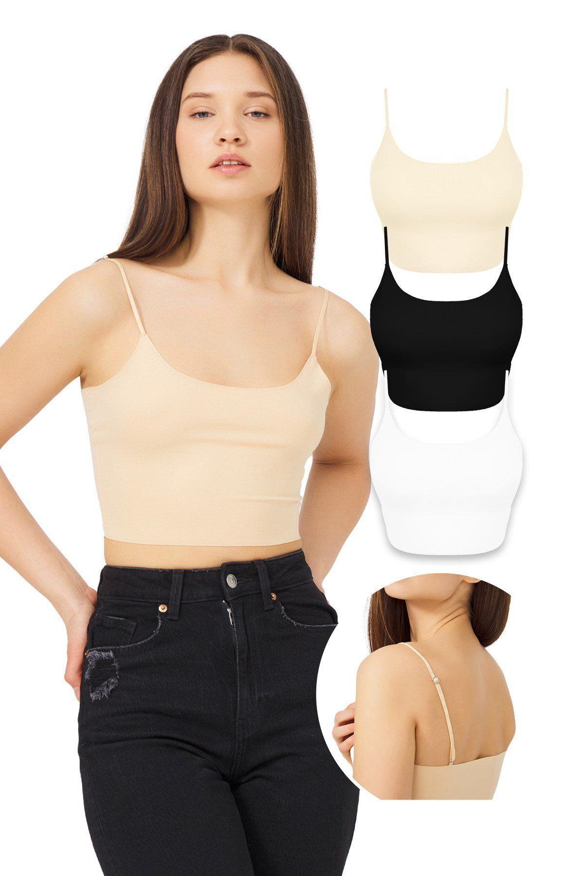 Laser Cut Seamless Bustier Crop Top with Adjustable Thin Straps CH1752