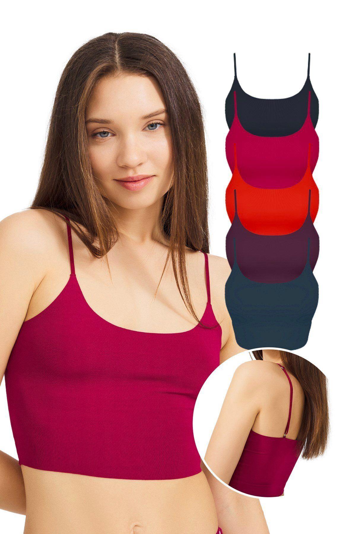 Laser Cut Seamless Bustier Crop Top with Adjustable Thin Straps CH1752