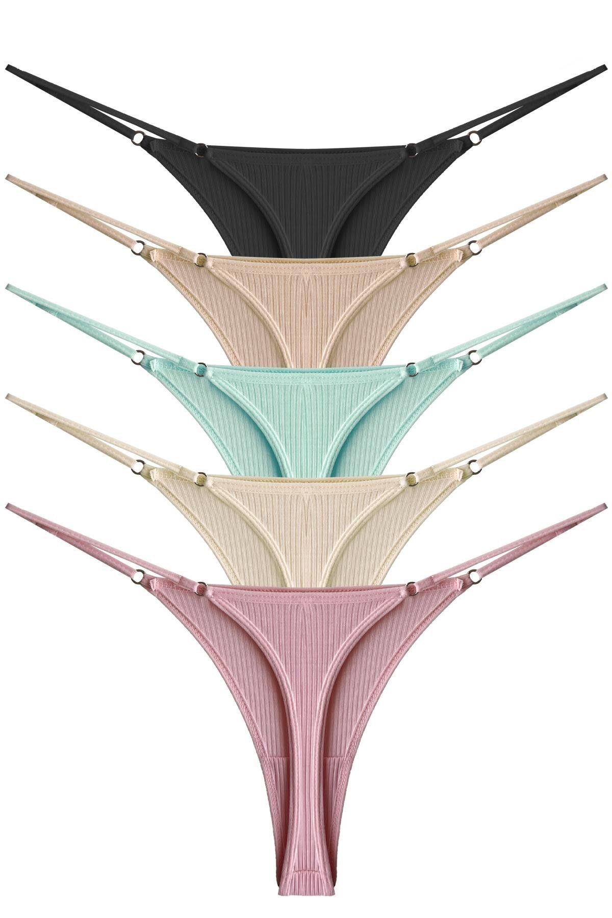 Cotton Women Thong with Adjustable Straps CH6176
