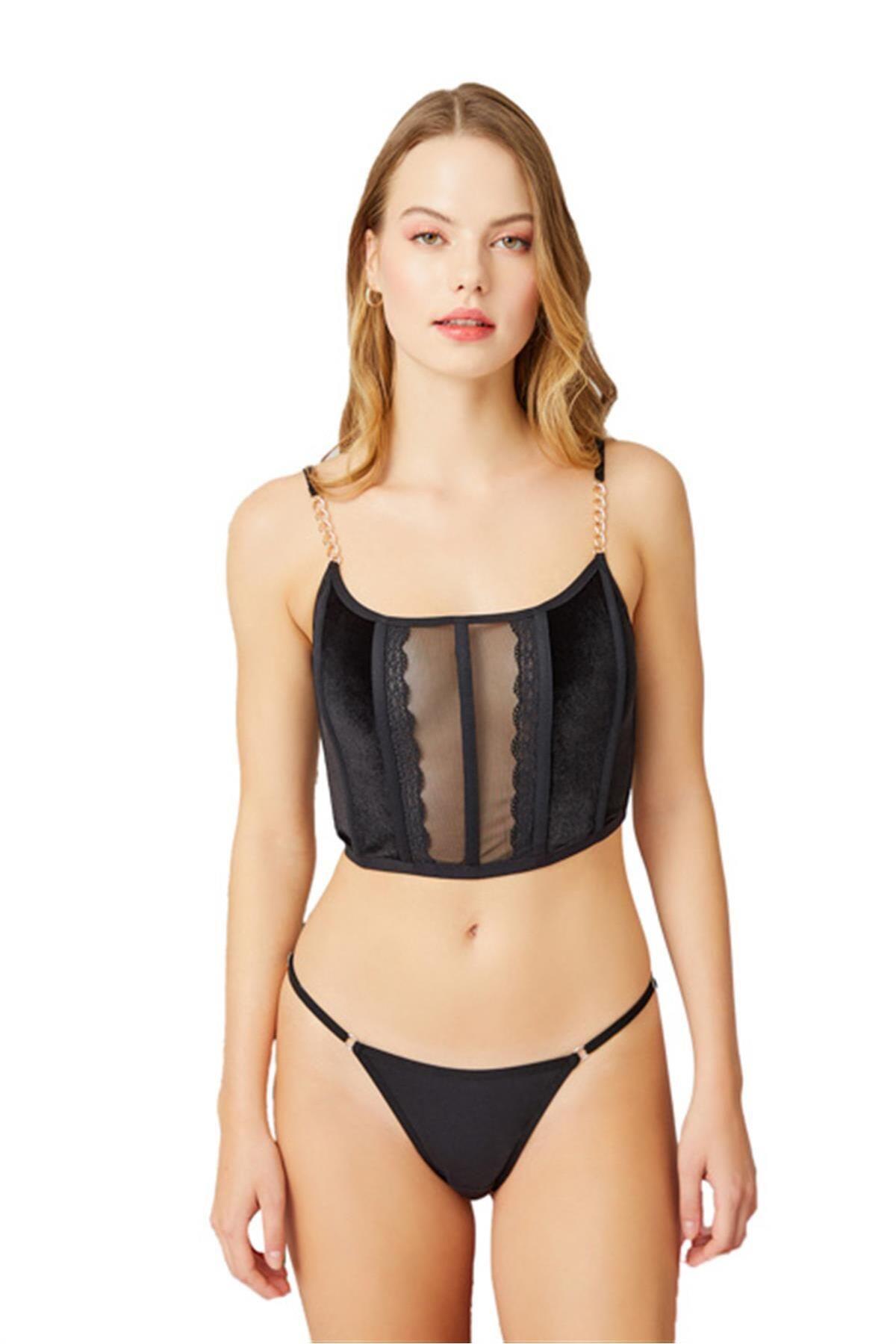 Velvet Crop Top for Womwn with Adjusable Stripes CH1043