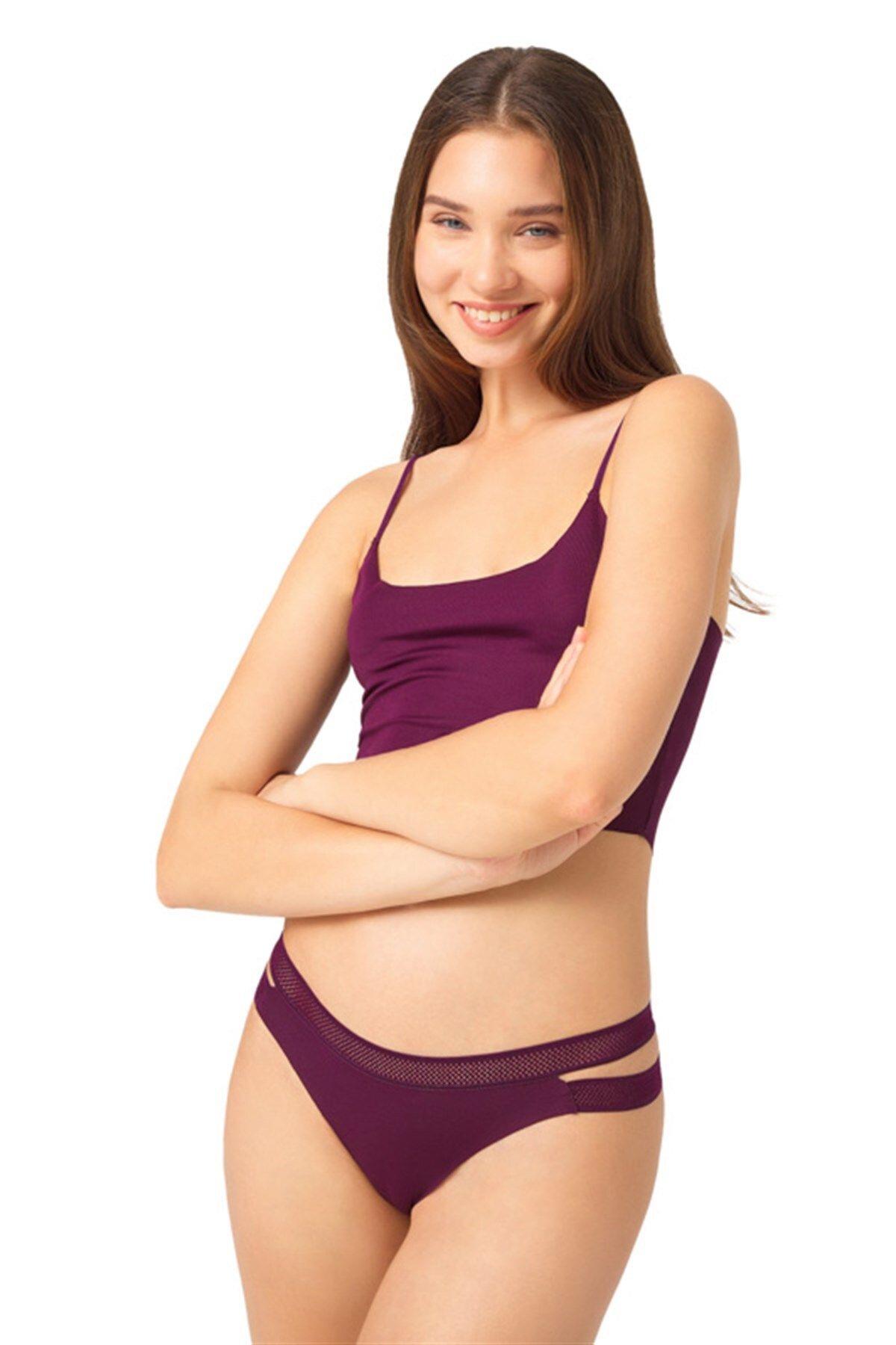 Laser Cut Seamless Brazilian Women Panty with Double Net Designed Waistband  CH5501