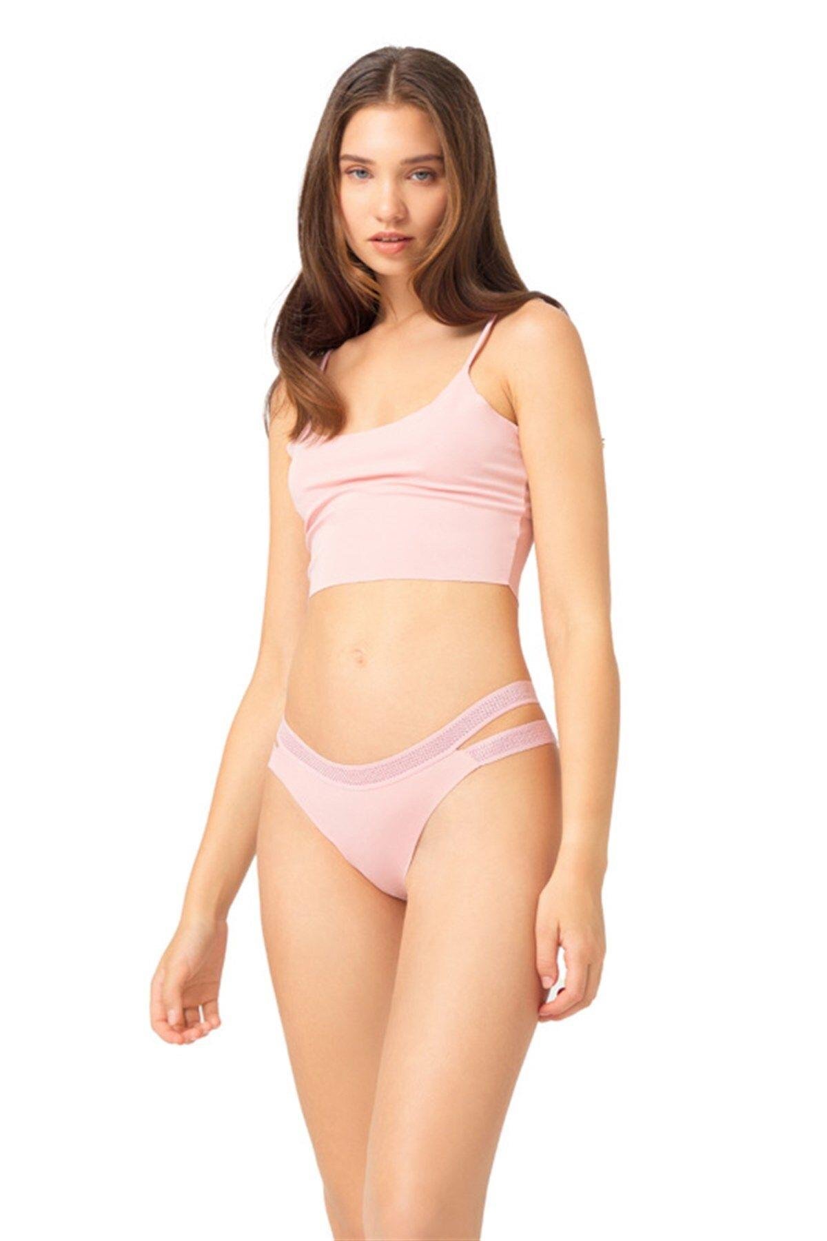 Laser Cut Seamless Brazilian Women Panty with Double Net Designed Waistband  CH5501