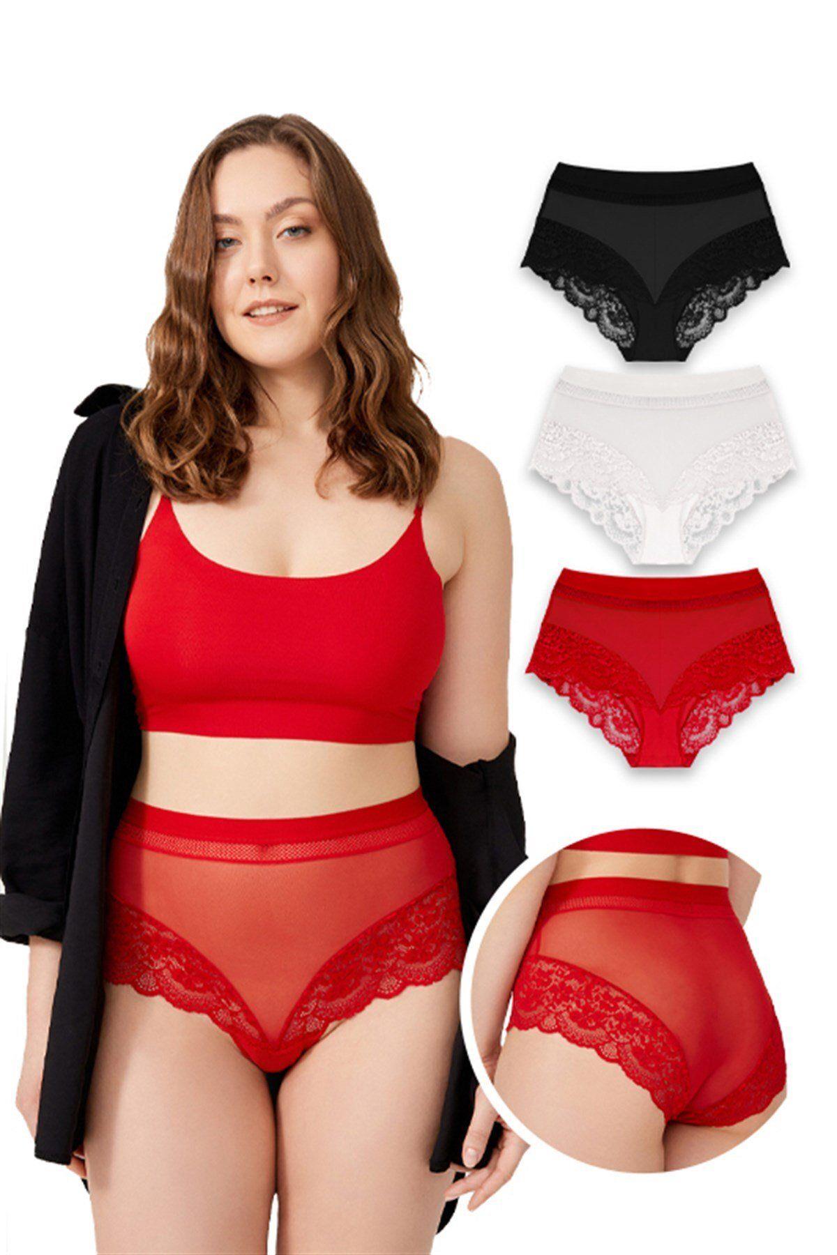 Transparent Big Size Bikini Panty with Lace Detail CH6059