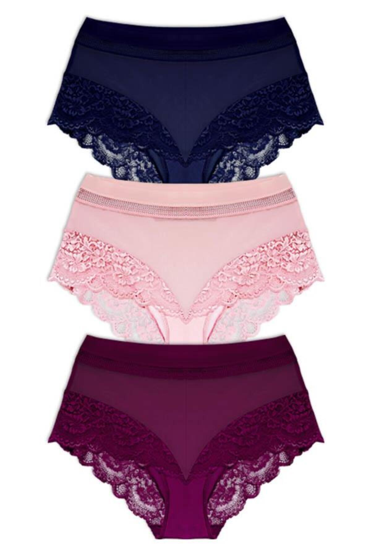 Transparent Big Size Bikini Panty with Lace Detail CH6059