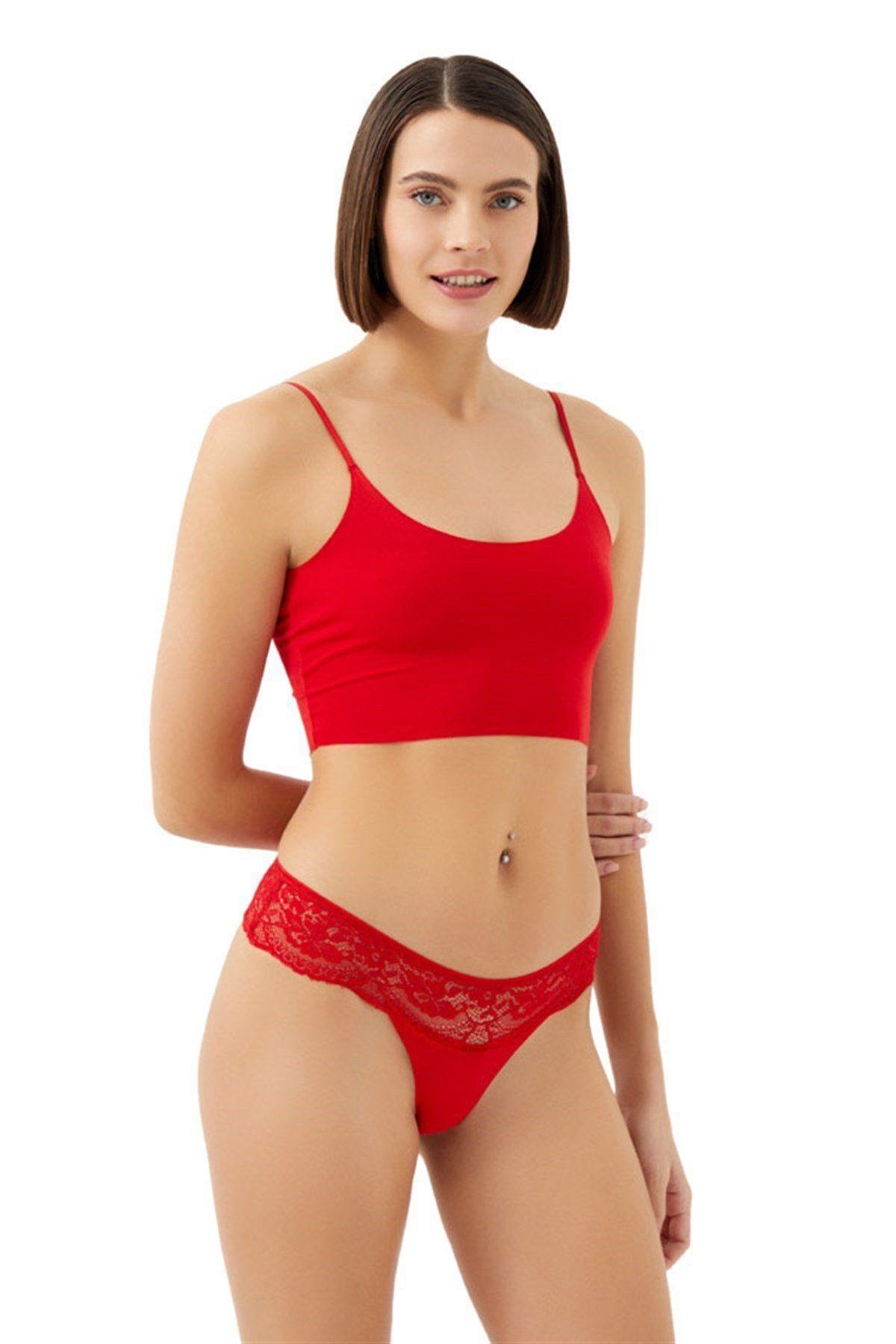 Laser Cut Women Brazilian Panty with Lace End CH6115
