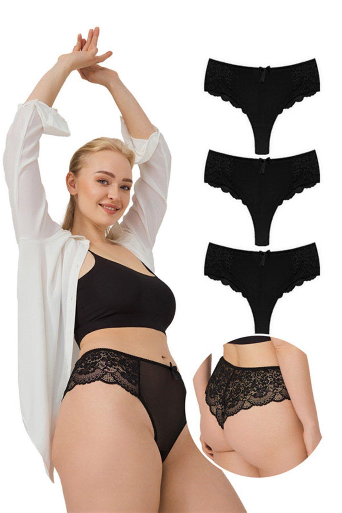 Big Size Lace Brazilian Women Panty with Lace and Tulle Detail CH6005