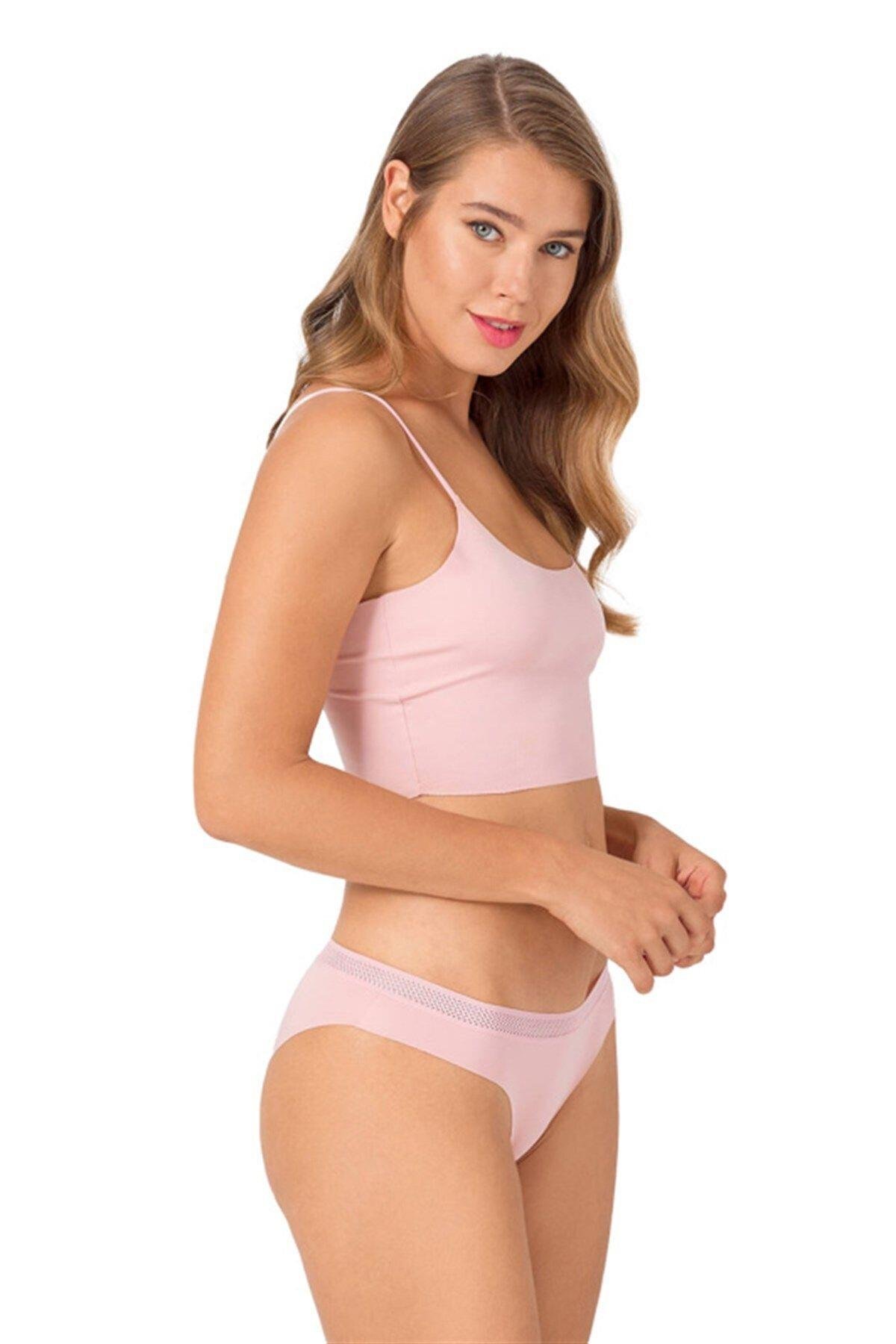 Laser Cut Seamless Bikini Women Panty with Net Designed Elastic Waistband CH0963