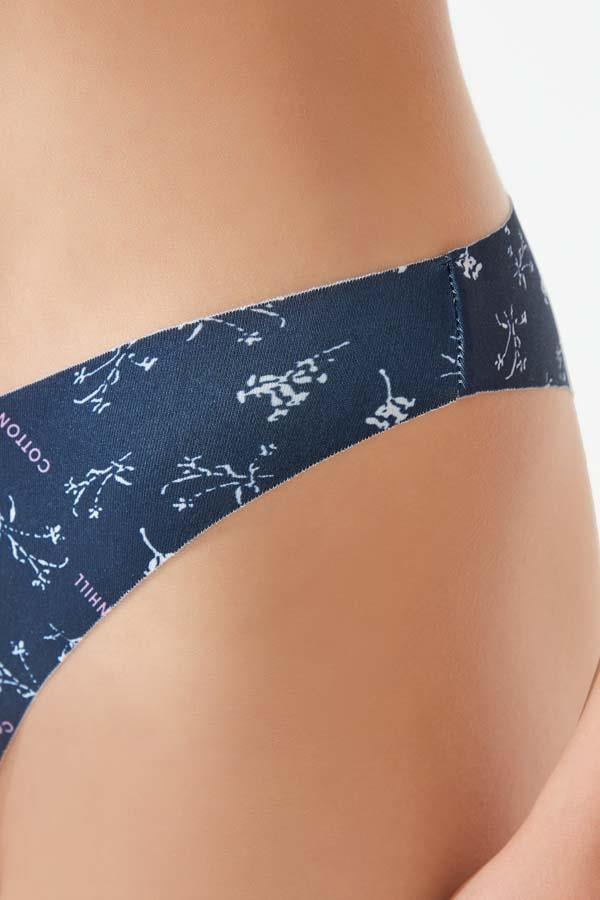Red&White Flower Patterned Basic Laser Cut Seamless Cheeky Brazilian Cut Women Panty CH6099