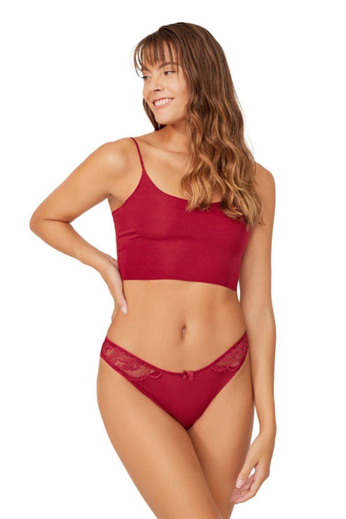 Laser Cut Seamless Lace Detailed Brazilian Women Panty CH6033