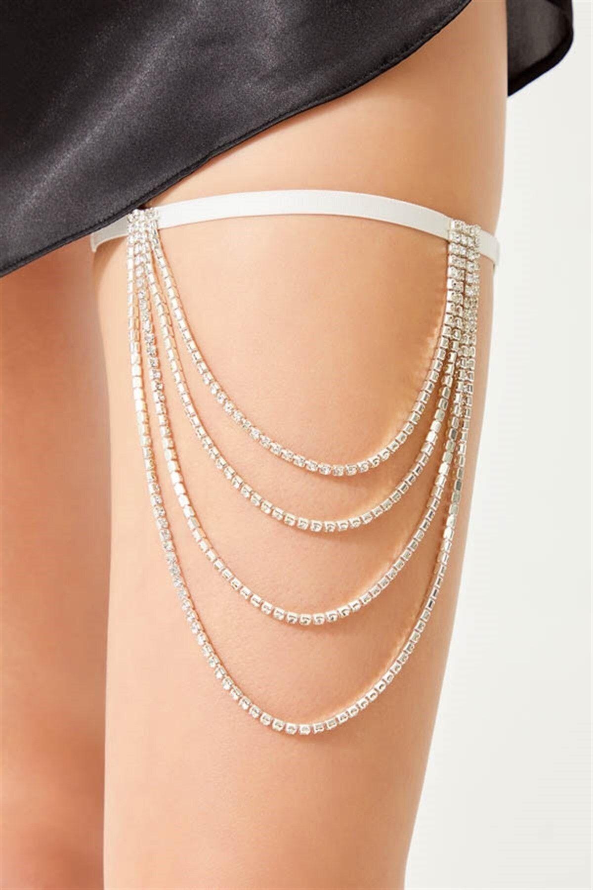 Rhinestone Detailed Adjustable Women Thigh Accessory CH2509