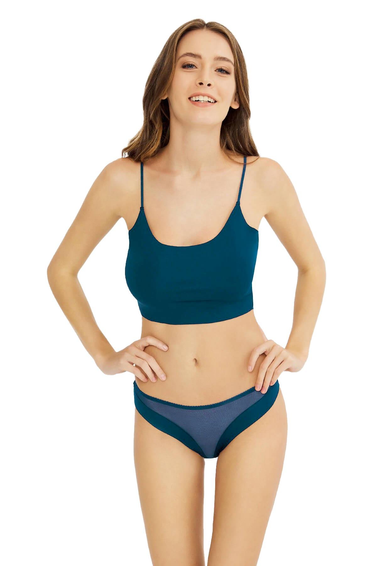 Transparan Tül Detaylı Lazer Kesim Kadın Bikini Külot CH4257
