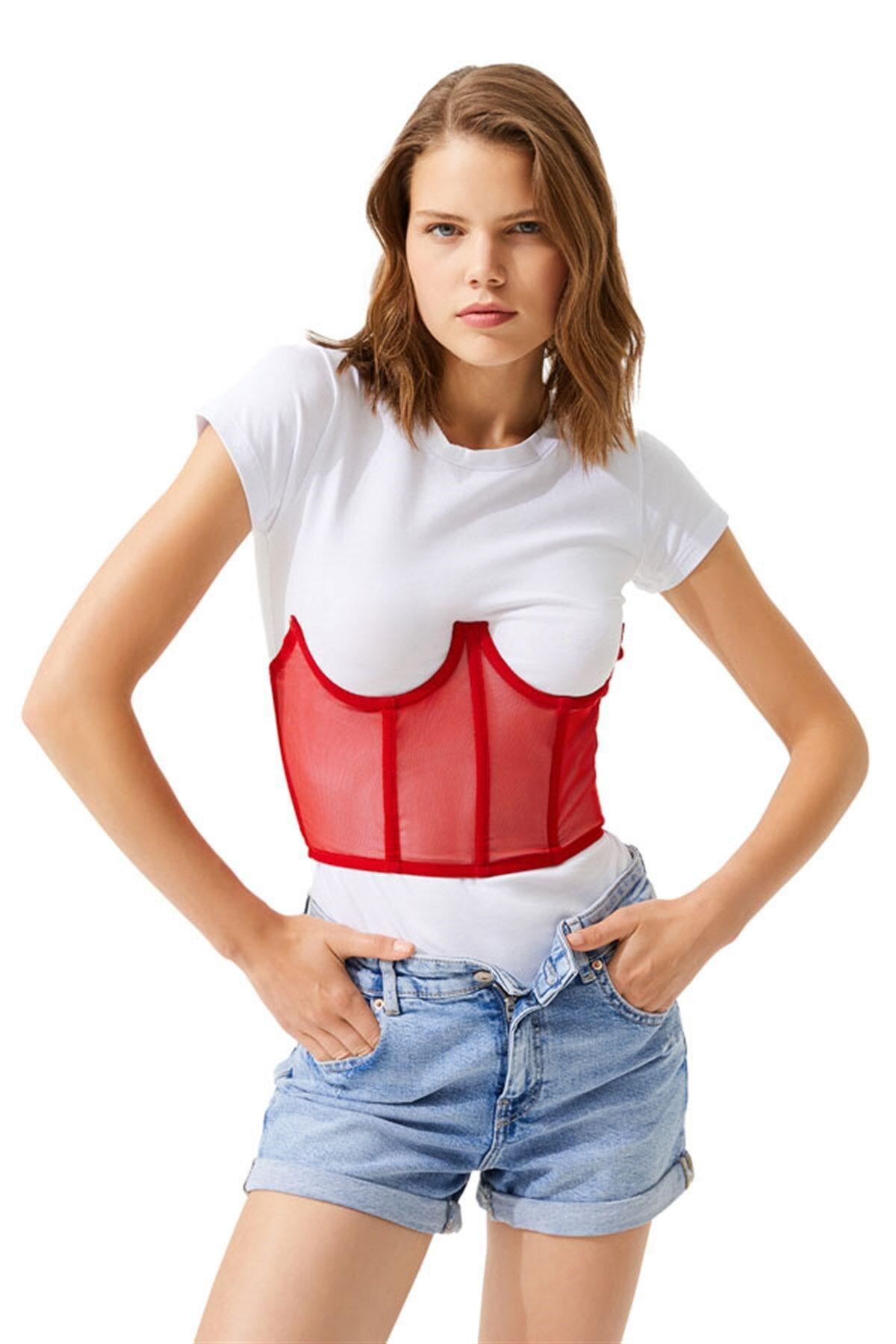 Tulle Detailed Transparent Underwired Bralette Crop Top for Women CH1024