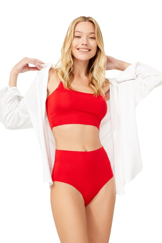 Yüksek Bel Basic Lazer Kesim Kadın Bikini Külot CH0296