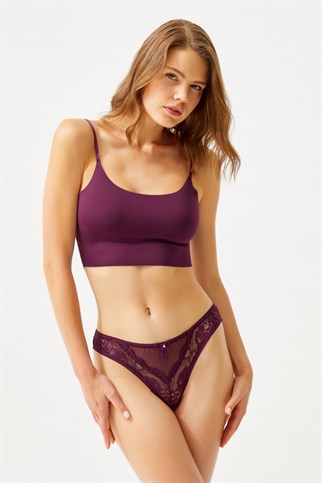 Lace Brazilian Women Panty with Bow and Rhinestone CH4232
