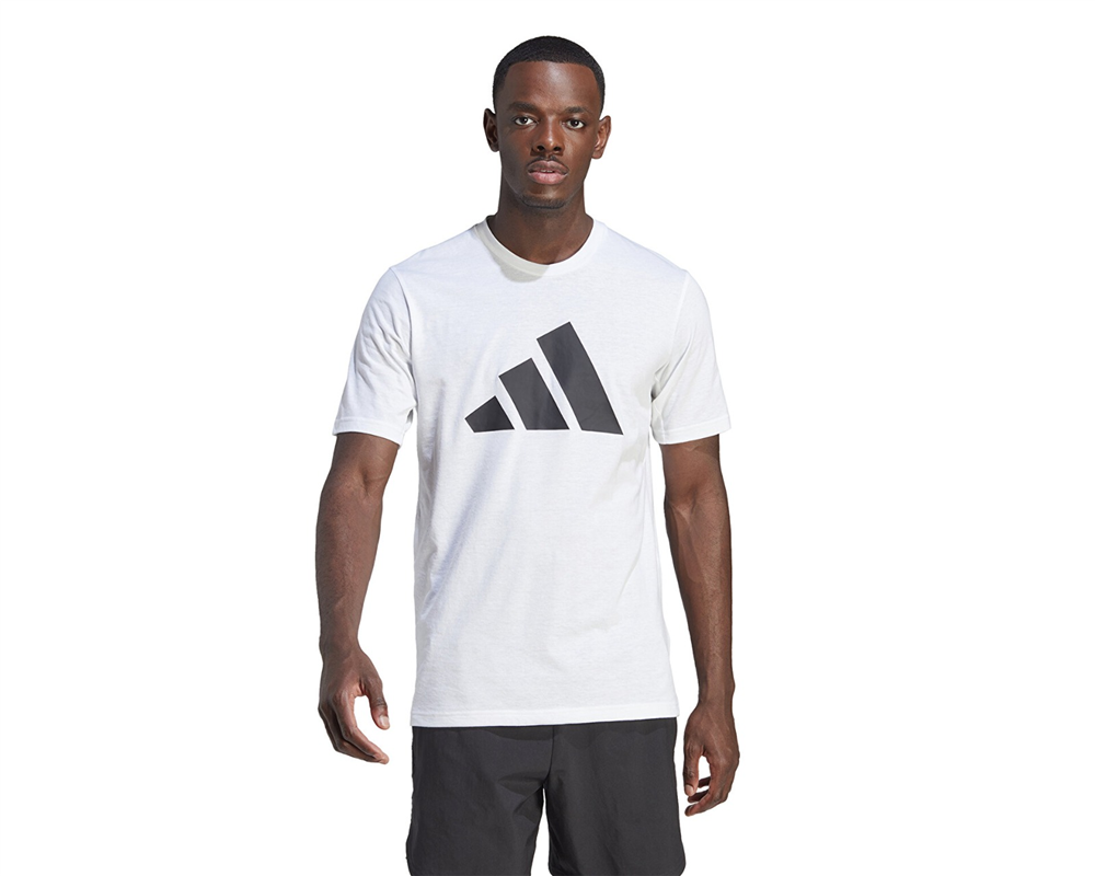 Adidas Training Essentials Feelready Logo Erkek Tişört Beyaz Siyah Renk BEYAZ SİYAH