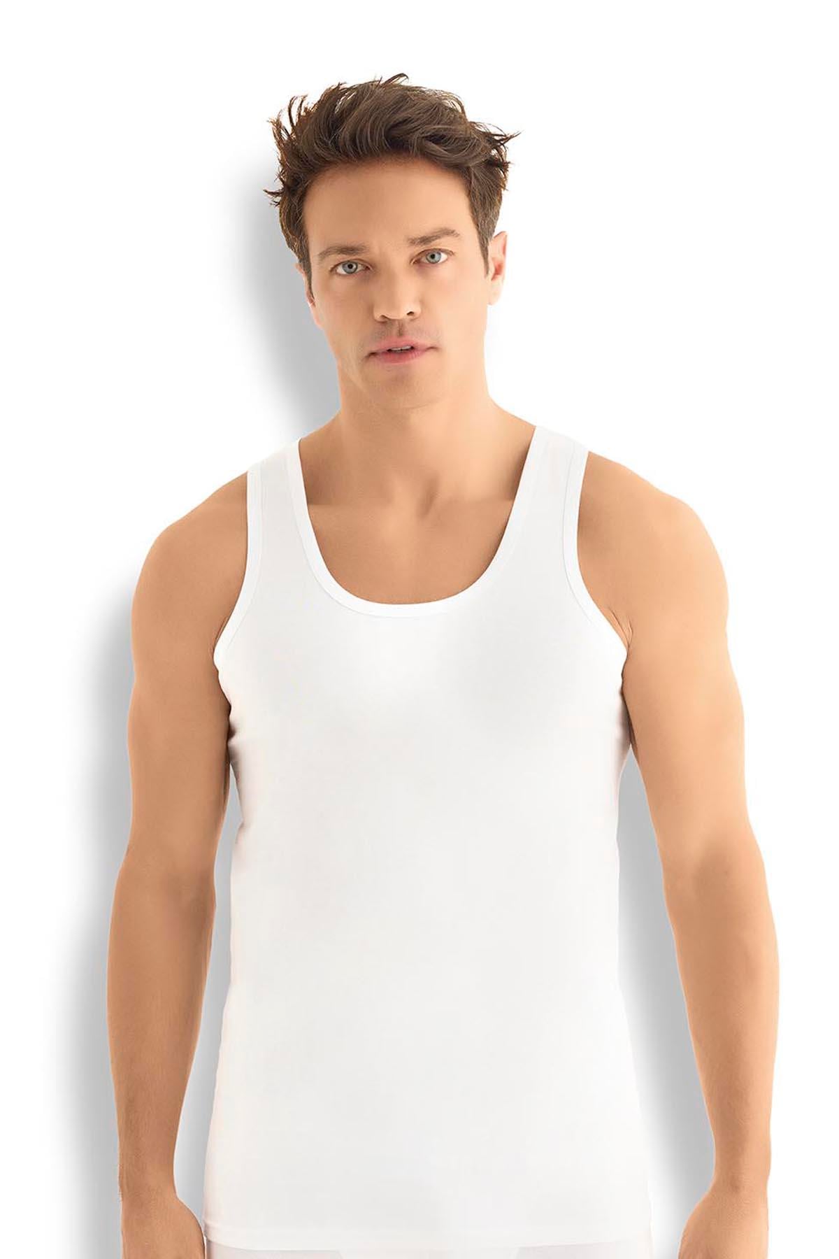 Mens White Cotton Tank Top Model 101