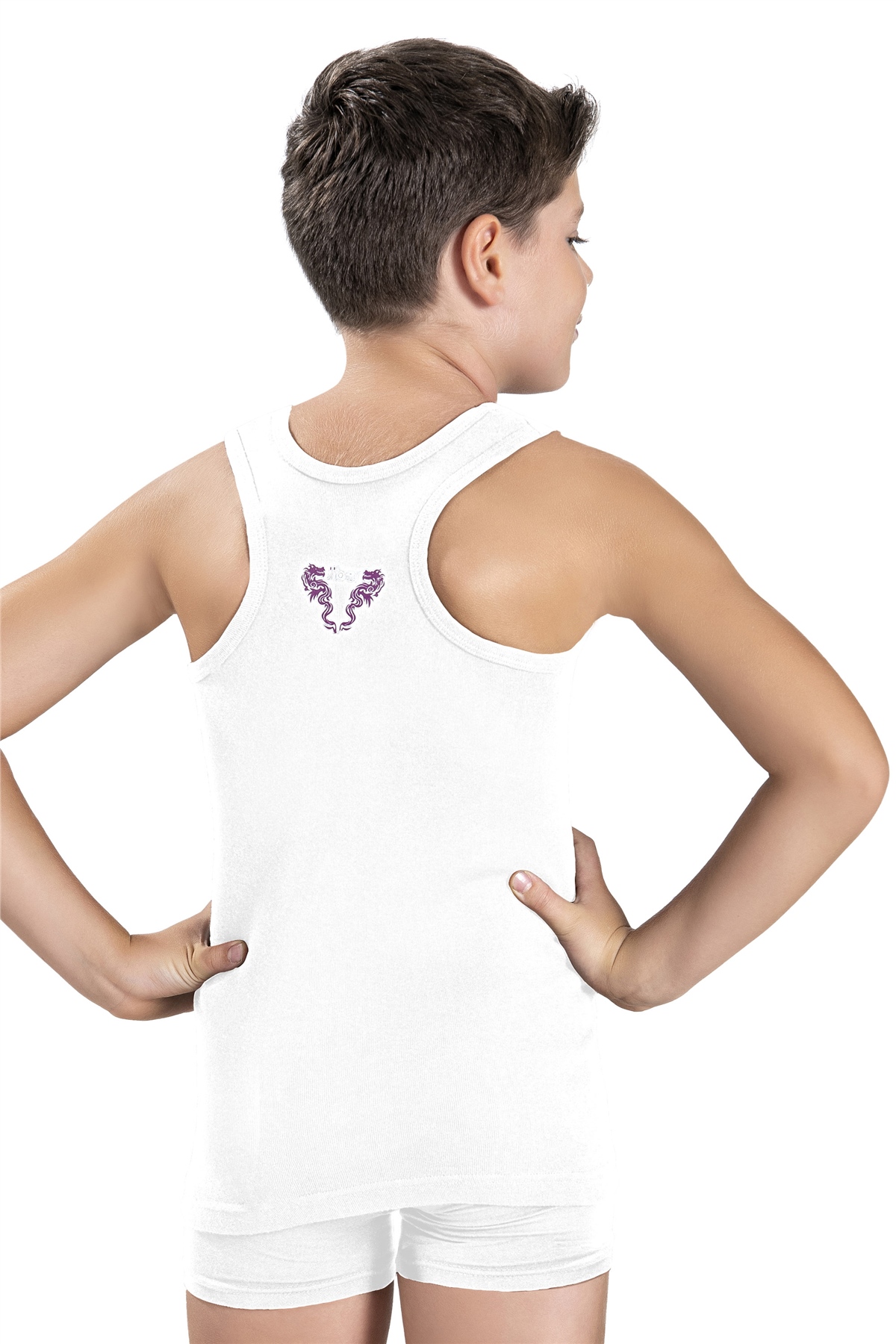 Erkek Çocuk Beyaz Pamuklu 2 Li Rambo Atlet 705