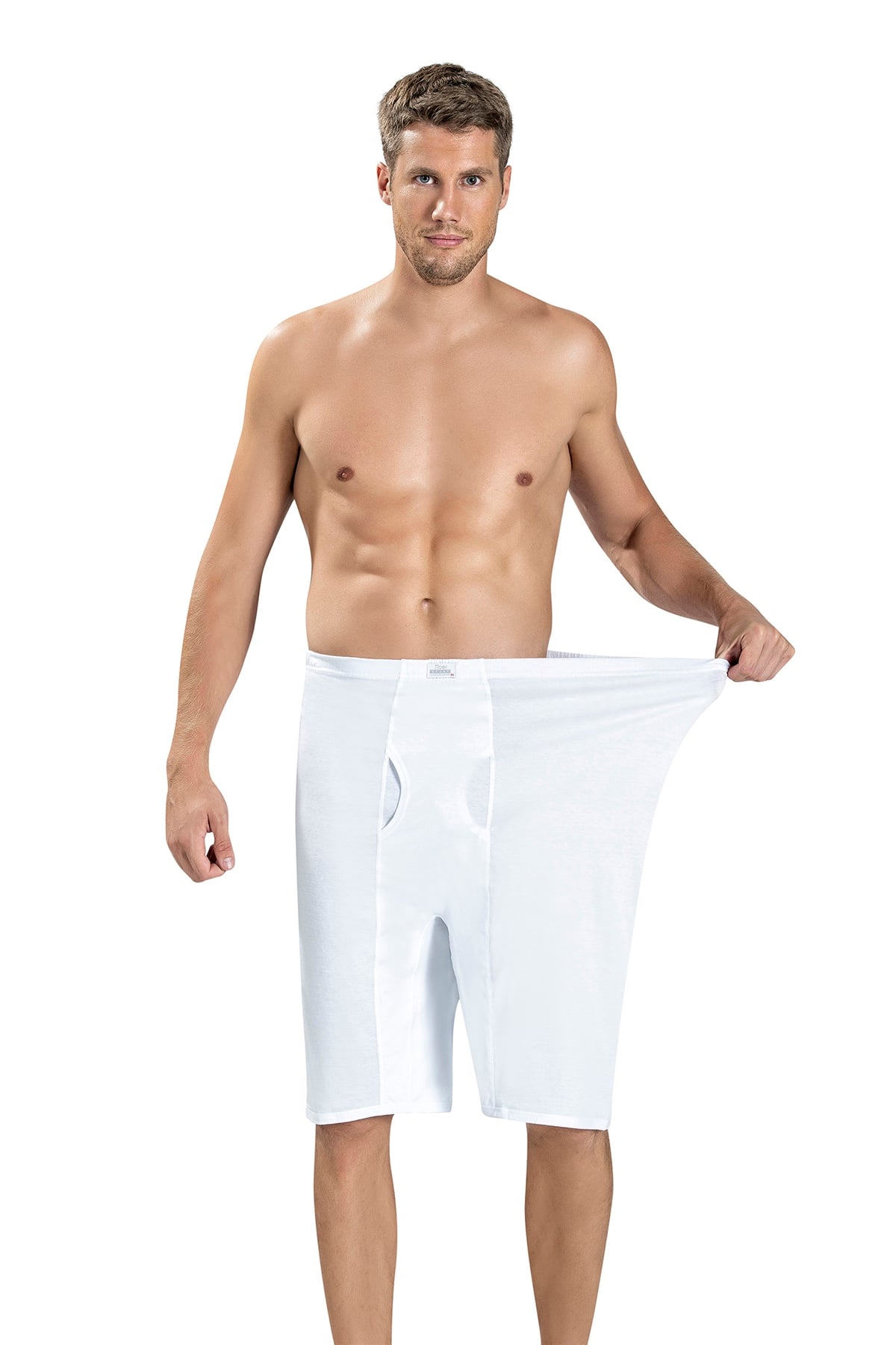 Erkek Beyaz Pamuklu Büyük Beden 3 Lü Boxer 182